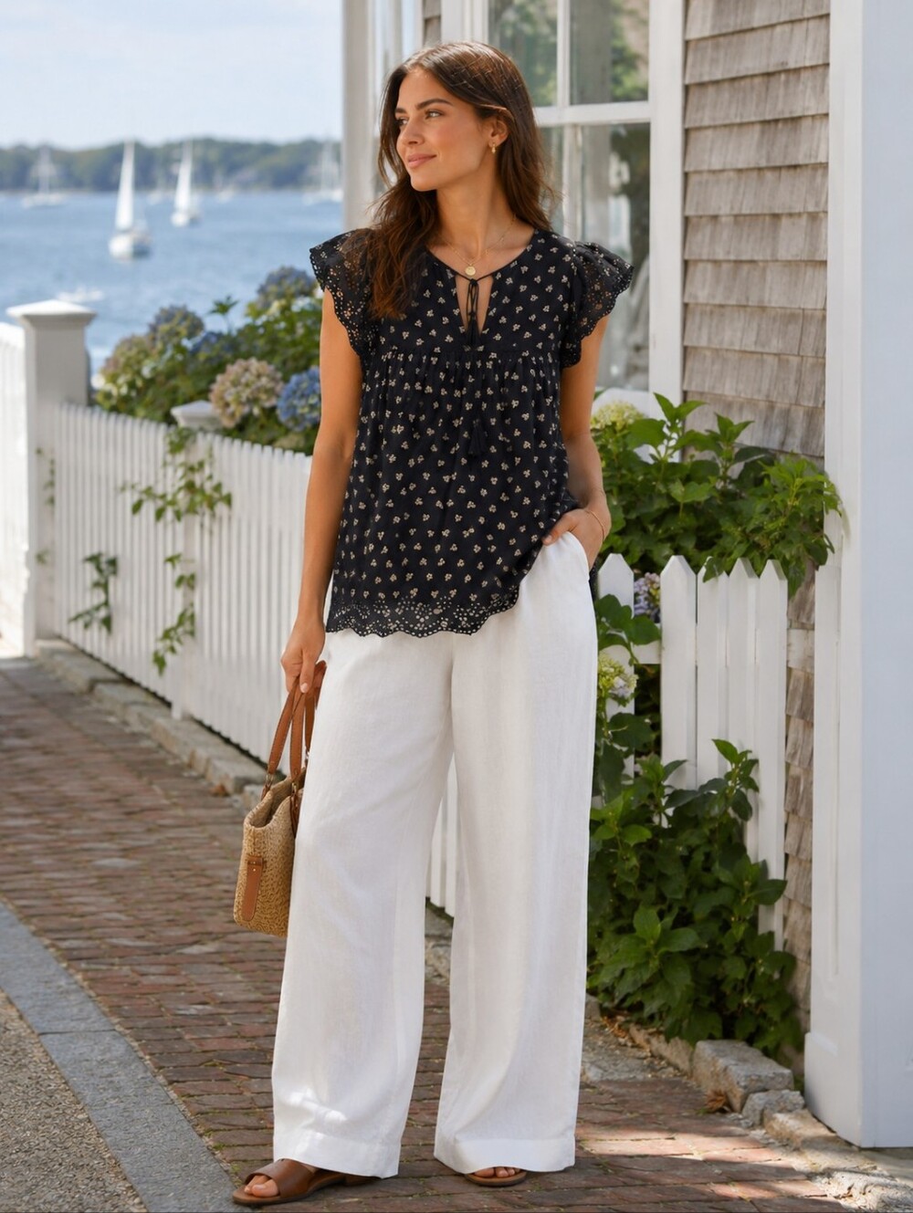 Ulla Johnson black floral eyelet blouse top cottagecore